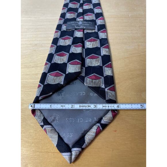 Vintage Robert Talbott Best of Class Silk Necktie Black Gray Geometric Preppy - Picture 6 of 6